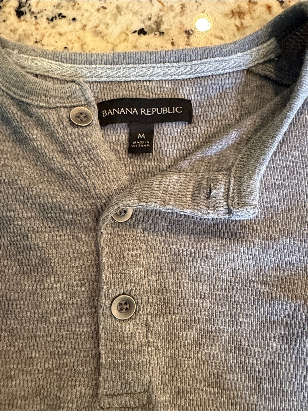 Banana Republic Gray Waffle Henley Long-Sleeve